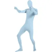 Men Women Zentai Suit Tight Fitting Jumpsuit Solid Color Full Body Costume Bodysuit Adult Costume Light Blue M