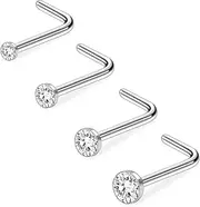 [PunkTracker] 20G 1.5mm 2mm 2.5mm 3mm 3.5mm 4mm Nose Rings, 4-12Pcs Clear Diamond CZ Nose Studs Nose Piercings Jewellery