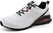[LEWEN] Trail Running Shoes Men Wide Running Shoes for Men Cross Country Shoes Men Big and Tall Men Hiking Shoes K988 WT 42 White