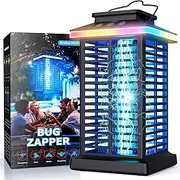 Bug Zapper Outdoor, 2025 Upgraded Mosquito Zapper 2 in 1 Rechargeable Bug Zapper Outdoor with 5000mAh Battery & LED Night Light, 4000V Electric Fly Zapper for Outside Patio, Backyard, Garden Black-01