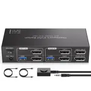 Displayport KVM Switch 2 Monitors 2 Computers 8K@60Hz/4K@120Hz USB 3.0 DP 1.4...