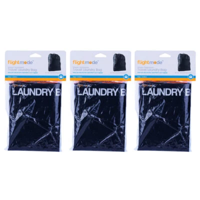 3PK Flight Mode Water Resistant Travel Laundry Bag/Pouch Gym/Sport Storage Black