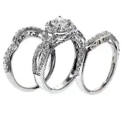 2.40 CT Braided Halo Diamond Engagement Bridal Set w/ 2 Bands in 14k WG (G-H SI)