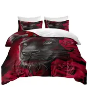Animal Art Scarlet Rose Panther Quilt Cover