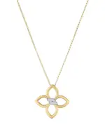Roberto Coin 18K White & Yellow Gold Cialoma Diamond Flower Pendant Necklace, 17