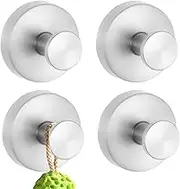 Yharnamite 4 Pcs Suction Cup Hooks for Shower, Holds up to 15lbs, for Bathroom, Hanging Towels, Robe, Mounting on Glass Doors, Tile, Mirrors (Silver)