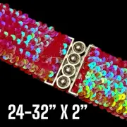 Red Fuchsia Iridescent Stretch Sequin Trim Or Belt Arts & Crafts 24-32” X 2”