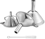 Lakatay Stainless Steel Funnel with Detachable Strainer Filter for Liquid Dry and Powder Ingredients Mini Stainless Steel Funnels（3pcs）
