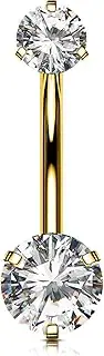 [OUFER] Belly Button Rings, G23 Solid Titanium Belly Rings, Clear CZ Navel Piercing Jewelry, Internally Threaded Belly Piercing Jewelry for Women