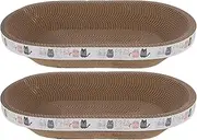 FUTUREORYY 2pcs Cat Scratcher Pads Comfortable Oval Scratch Mat Nest for Cats Multifunctional Scratching Board Resting Place Easy to Clean with Corrugated