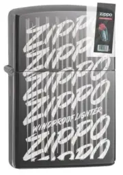 Zippo 29631 Script Black Ice Chrome Finish Full Size Lighter + FLINT PACK