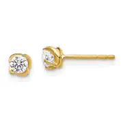 Solid 14k Yellow Gold Simulated CZ Post Earrings