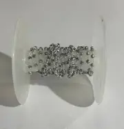 3mm Silver Pyrite Faceted Beads Rosary Chain, 925 Strling Silver Wire Wrapped