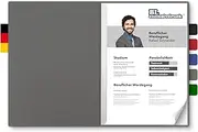 Pack of 5 BL-exclusivdruck® BL Application Folders in Stone Grey - Premium Quality with Elegant Relief Embossing 'Bewerbung' - Product Design by 'Mario Lemani'