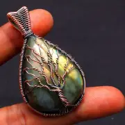 Tree Of Life Labradorite Gemstone Copper Wire Wrapped Pendant Jewerly BP 183