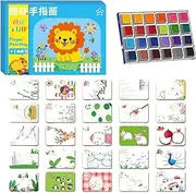 Sponge Finger Painting Kit, Finger Sponge Daubers With 12/24 Colors Ink Pad, 25 Drawing Card, Funny Toddler Fingers Paint Set For Craft Art Card Making School Classroom Craft Home Pottery Decoration