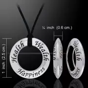 Health Wealth Happiness 925 Sterling Silver Pendant Cord Set Jewelry