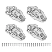 4 Pack Retro Style Duckbilled Toggle Hasp Latch with Mounting Screw, Silver
