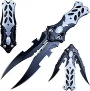 MADSABRE 8.5-in Dual Blade Knife Twin Edge Folding Knife Collection Pocket Tactical Survival Camping Multifunctional Knives with Clip Aluminum Handle Gifts for Men