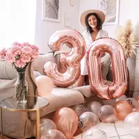 在飛比找momo購物網優惠-玫瑰金40寸數字氣球1個-數字任選(生日氣球 派對 求婚 鋁