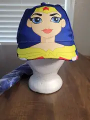 DC Superhero Girls Wonder Woman Youth Baseball Hat w/Blue Hair Ponytail-NEW