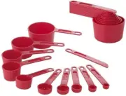 11 Pieces Red Measuring Cup & Spoon Set Edge New Design Plastic BPA Free