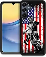 [CARLOCA] for Samsung Galaxy A16 Case, Ultra Protection Shockproof Soft Silicone TPU Non Slip Back for Samsung Galaxy A16 Pattern Motocross American Flag