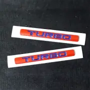 2x Red Blue TURBO Small Matte Metal Badge Emblem Decal Sticker Racing 3D Vehicle (for: MG)