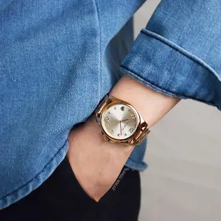 COACH | Delancey系列 玫瑰金框 銀面 不鏽鋼錶帶 山茶花 立體時標 女錶 手錶(14504023)