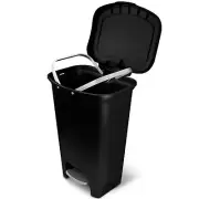 Glad Plastic Step Trash Can Kitchen Waste Bin Foot Pedal Garbage, 20 Gal/75L-BLK
