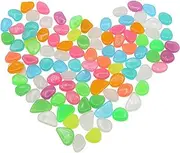 Guanshang1 100pcs Solar Glow Rocks Outdoor Decor Glowing Cobblestones Glow in The Dark Glowing Pebbles Solar Powered Glowing Stones for Garden Pond Path Lawn Yard Fish Tank Decoration
