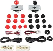 DIY Recreational Lounge Games Kit for 2 Players with Joystick Circuit Board USB Gamepad 30 Buttons Red Black/465