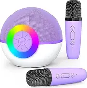 Mgaolo Mini Karaoke Machine for Kids Adults,Portable Bluetooth Speaker with 2 Wireless Microphones,Gift Toys with MP3 Player for Boys Girls 3-12 Year Old Birthday Family Home Party Present (Purple)