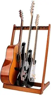 HilerPunk Guitar Stand, Wooden Multiple Guitar Stands,Guitar Display Rack with Felt Pad Pick Slot and Adjustable Foam Wood Stakes,Multiple Guitar Holder for Home or Studio-Sapele Wood