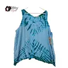 OneWorld Blue TieDye Tank Top Shell Oversized Size 3X 100% Rayon New