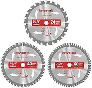 3 Pack 7 1/4 Circular Saw Blade 24T&40T&60T Combo, TCT ATB 24T Framing, 40T Ripping & Crosscutting, 60T Finish Saw Blade for Various Wood Cutting, 5/8" Arbor, Fit Dewalt Craftsman Ryobi Milwaukee
