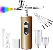 Fascinated Cordless Airbrush kit with Compressor Display, Portable Handheld Rechargeable Airbrush Gun Set for Makeup Painting Cake Decor Nail Art Barbers Model Coloring