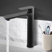 ACA Bathroom Tall Basin Mixer Tap Solid Brass Black Faucet WELS