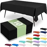 misaya 10 Packs Disposable Table Cloth, 54 x 108 Inch Waterproof Plastic Tablecloth, Rectangle Decorative Table Covers for Picnic, Birthday, Party, Black