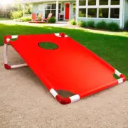 Portable Cornhole Set with 3 Red 3 Blue Bags Toss Games for Kids Adults (Red) AU