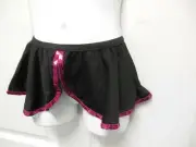 Black Split front pull up tap skirt sequin edge child sz fushia small child