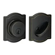 SCHLAGE MATTE BLACK SINGLE CYLINDER KEYED ENTRY DEADBOLT WITH CAMELOT ROSE PLATE
