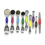 Catzon 9 Pcs Magnetic Measuring Spoons Stainless Steel for Cooking-Colorful