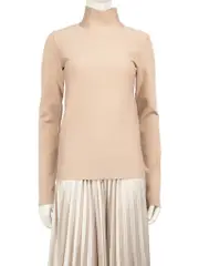 Beige Turtleneck Knit Top
