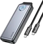 UANTIN M.2 NVMe SSD Enclosure 80Gbps - Zinc Alloy Case with Cooling Fan & Silicone Sleeve, Compatible with Thunderbolt 5/4/USB4, Support 2280 M Key/M+B Key SSDs, Includes 80Gbps USB-C Cable