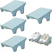 Shoe Organizer for Closet, 4Pcs Shoe Slots Organizer, Practical Pull-Out Double Deck Stacker Storage Space Saver for Shelf & Closet Organization, Holder