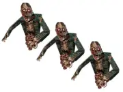 Three 3-D Zombie Horde Wall Decoration Halloween Party Undead Prop Haunted House