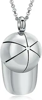 BIAIHQIE Cute Hat Memorial Pendant Cremation Urn Necklace Ashes Jewelry Stainless Steel Urn for Human/Pet Ashes Keepsake Pendant-Silver