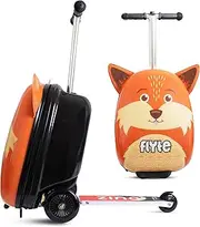 [Flyte] Scooter Suitcase Folding Kids Luggage, 18 Inch Hardshell, Ride On with Wheels, 2-in-1, 25 Litre Capacity