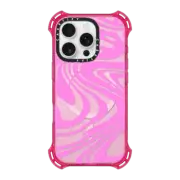 iPhone 16 Pro Bounce Case MagSafe Compatible Transparent Marble Trippy Wavy Swirl Pink Spiral Warp Twirl 70s Psychedelic Acid Groovy Abstract Pattern